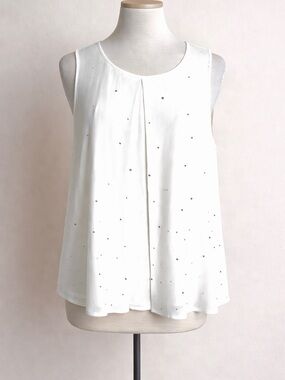 Juicy Couture Sheer White Rhinestone Sleeveless Blouse Cutout Back Top Large NWT